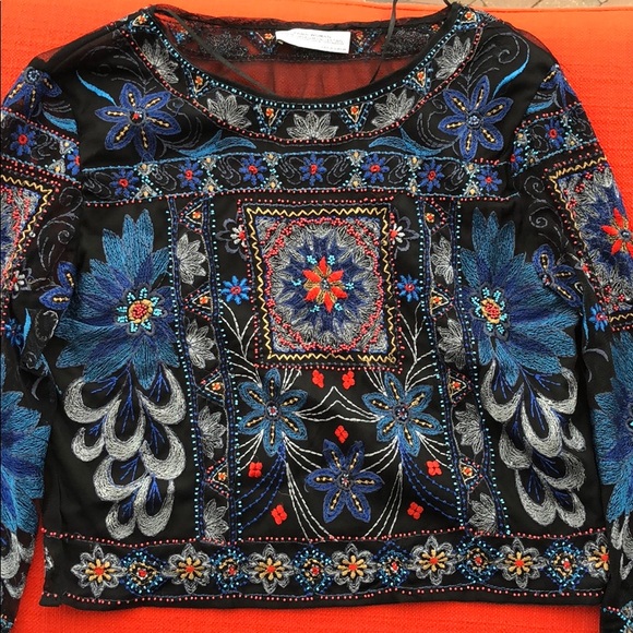 Zara Beaded Embroidered Top - Picture 4 of 8